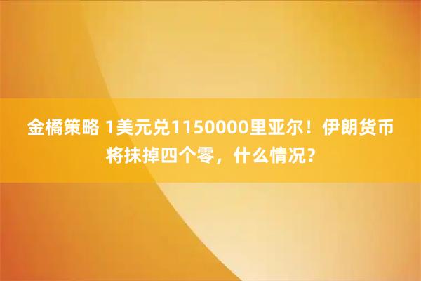 金橘策略 1美元兑1150000里亚尔!伊朗货币将抹掉四个零,什么情况?